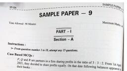 Sample Paper 9 Accounts Mcq Test Teachmint