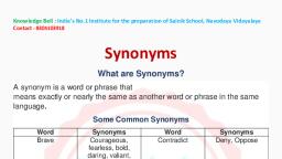 Synonyms - Maths - Notes - Teachmint