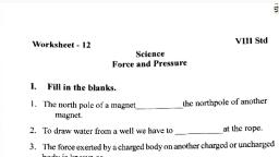 Worksheet Force And Pressure Science Assignment Teachmint