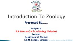 Introduction Lecture - Introduction To Zoology - Notes - Teachmint