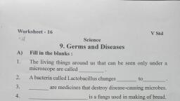 Germs And Diseases - Science - Assignment - Teachmint