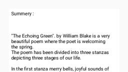 the echoing green poem analysis