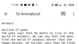 Animals Poem Q &A - English Language &Lit. - Notes - Teachmint