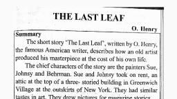 short summary of the last leaf by o henry