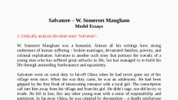salvatore critical analysisdocx  In Salvatore by W Somerset Maugham we  have the theme of responsibility acceptance happiness dignity and humility   Course Hero