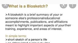 Bio-Sketch (Biographical Sketch) - ppt download