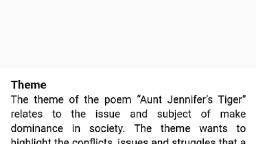 Aunt Jennifer's Tigers Summary Class 12 English - JavaTpoint