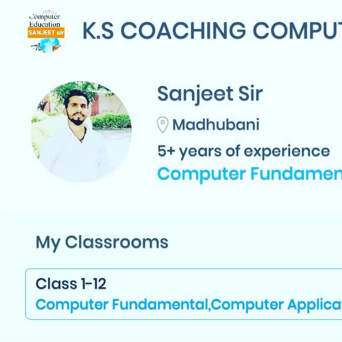 K.S COACHING COMPUTER.; Online Classes; Teach Online; Online Teaching; Virtual Classroom