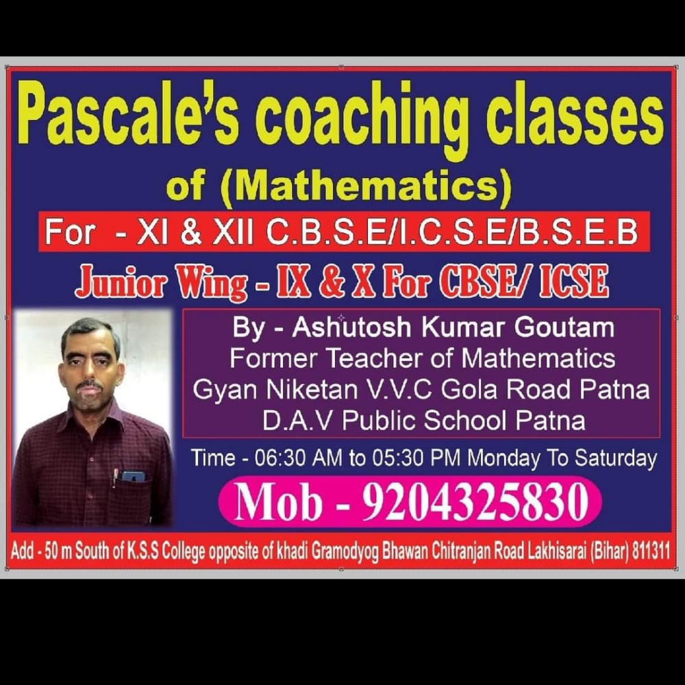 Pascal Coaching Classes Lakhisarai; Online Classes; Teach Online; Online Teaching; Virtual Classroom