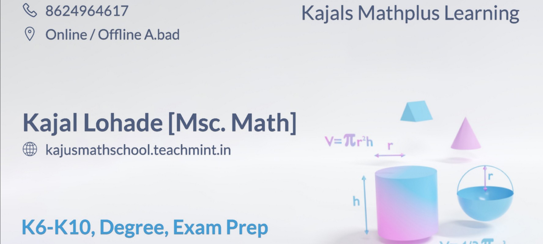 Kajals Mathplus Learning; Online Classes; Teach Online; Online Teaching; Virtual Classroom