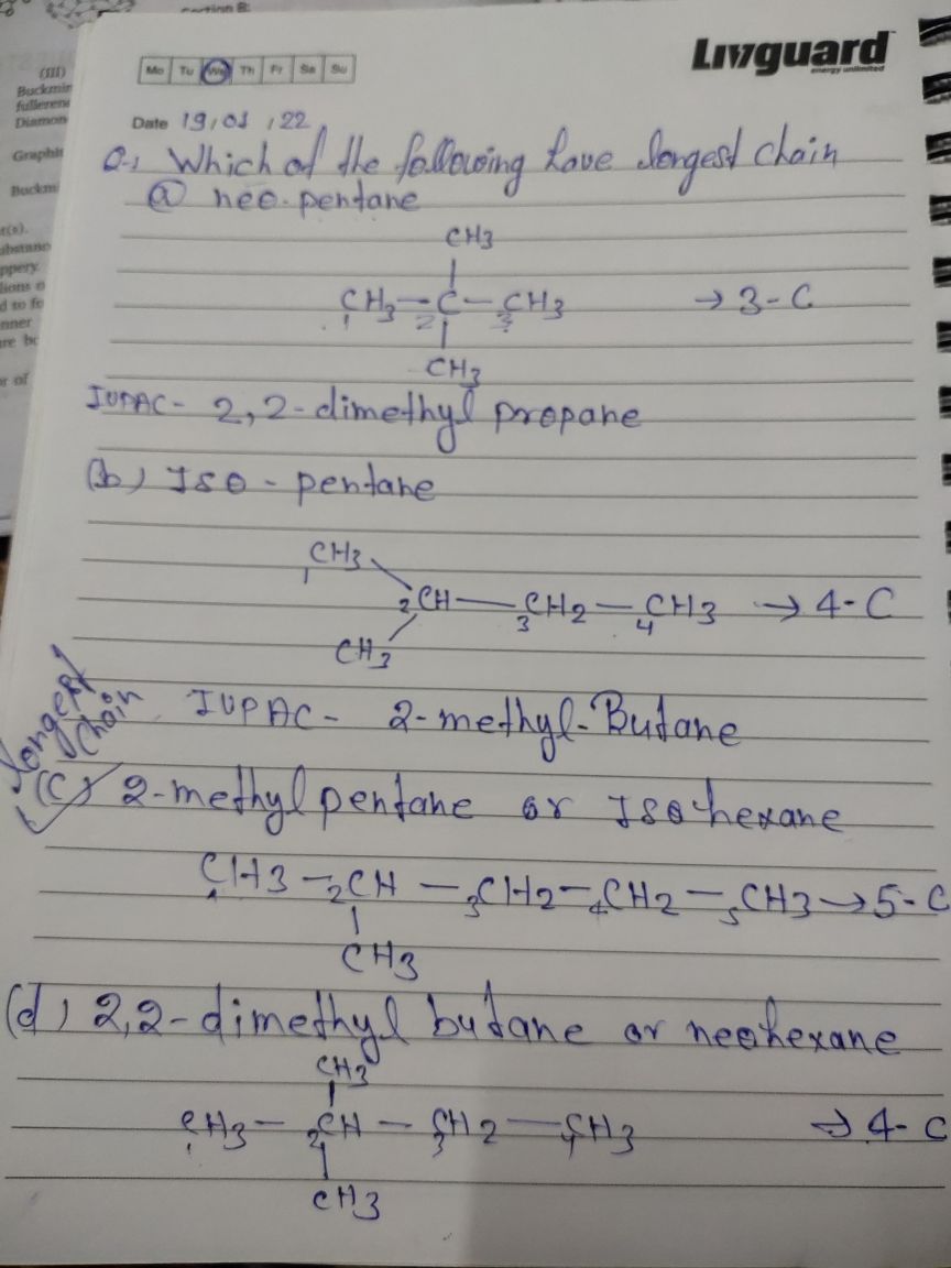 IUPAC Name & Structure - Science - Notes - Teachmint