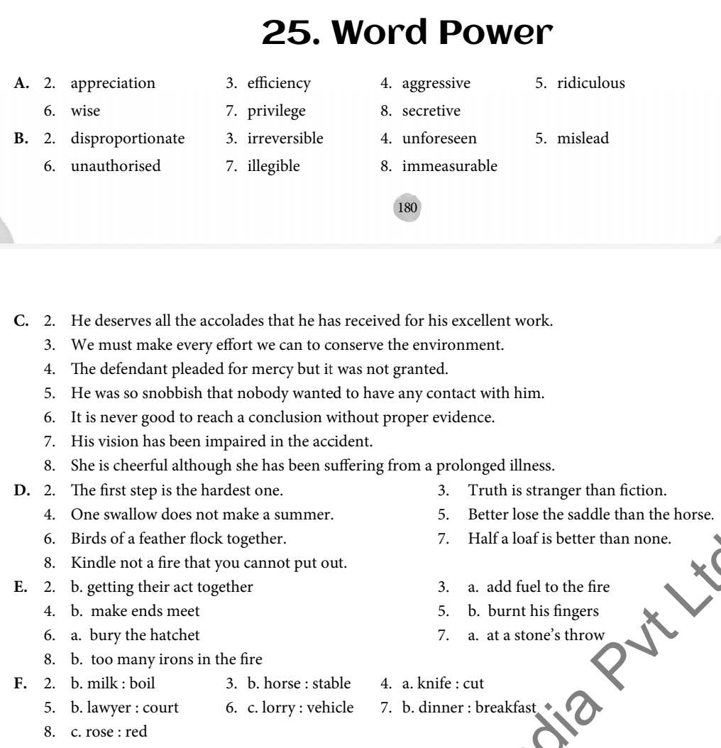 Ans Key Word Power - English - Notes - Teachmint