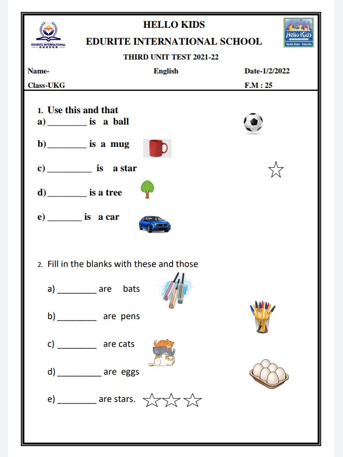 2nd unit test english subjective test teachmint