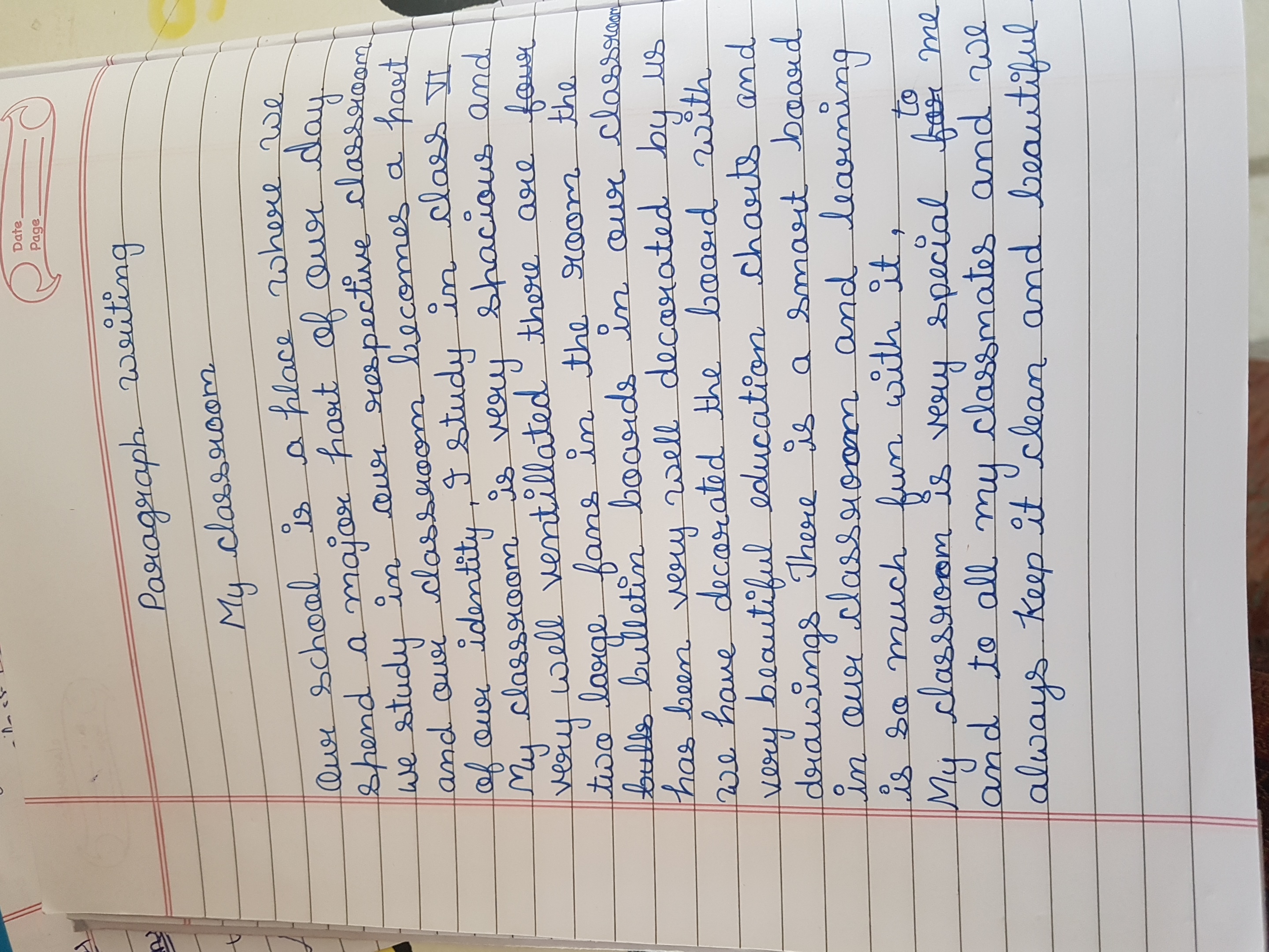 my classroom essay for class 8