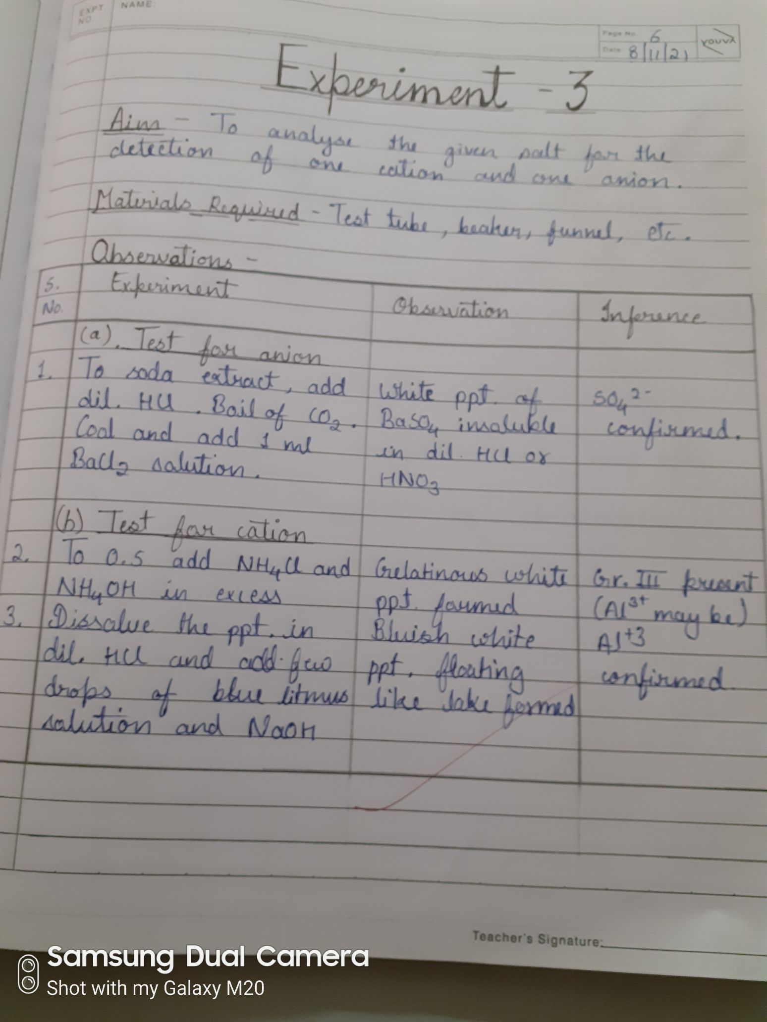 experiment 3 chemistry class 9