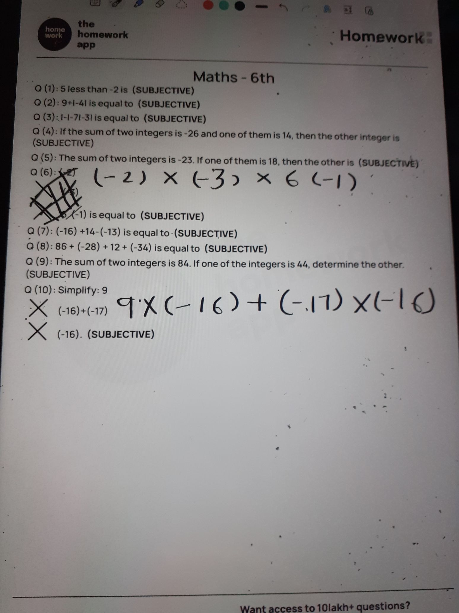 Integers Maths Assignment Teachmint 0146