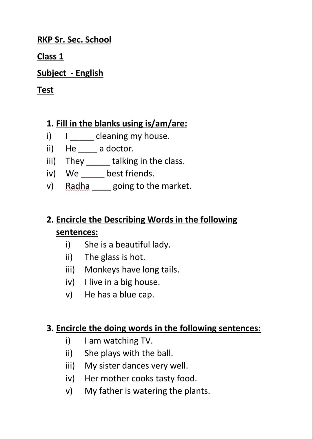 English - English - Subjective Test - Teachmint