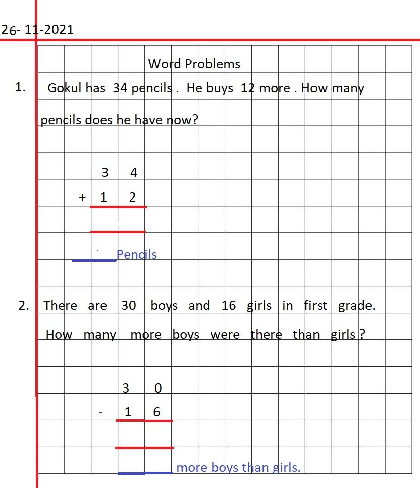 Maths Addition - English - Assignment - Teachmint