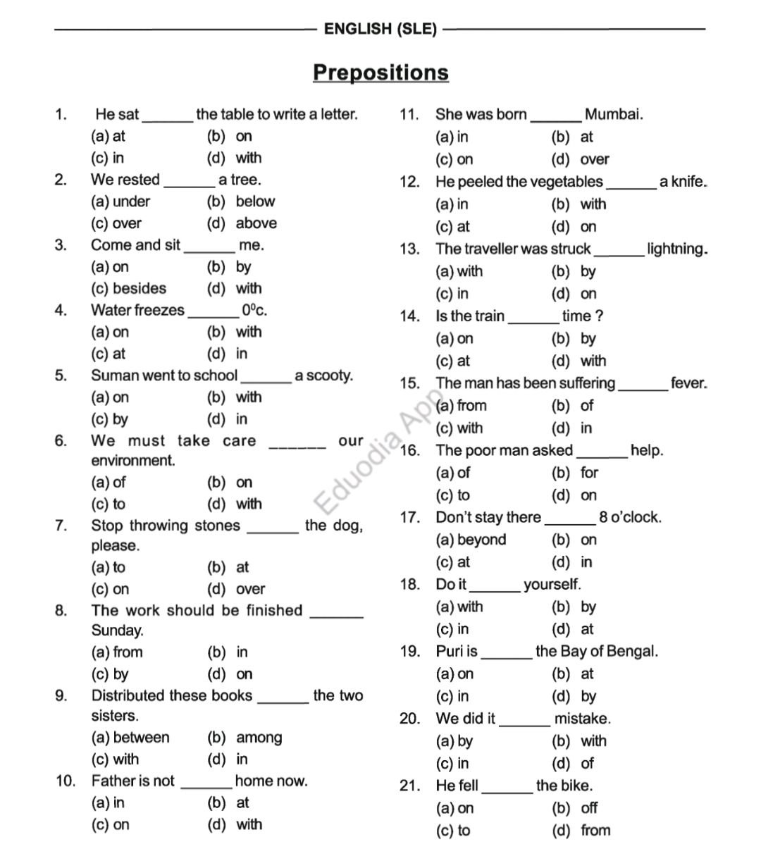 preposition assignment pdf