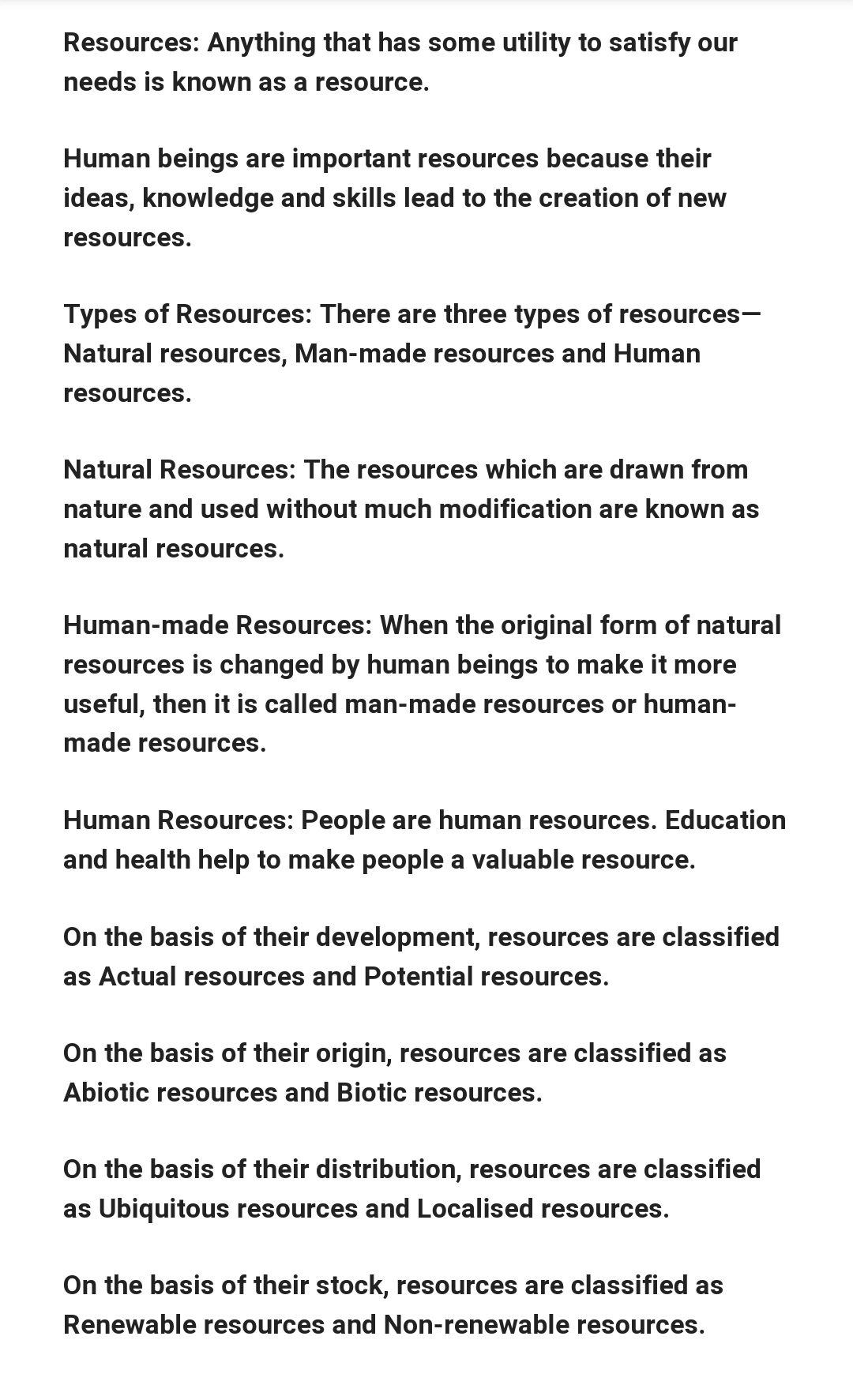 human made resources information