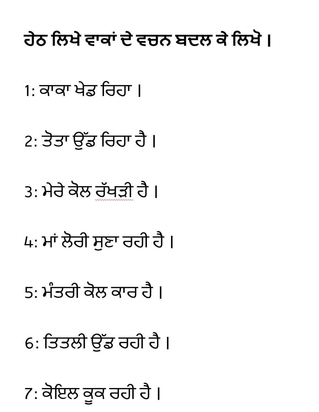 homework meaning punjabi