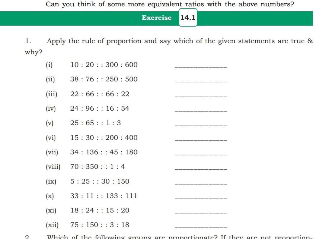 Proportion - Mathematics - Assignment - Teachmint