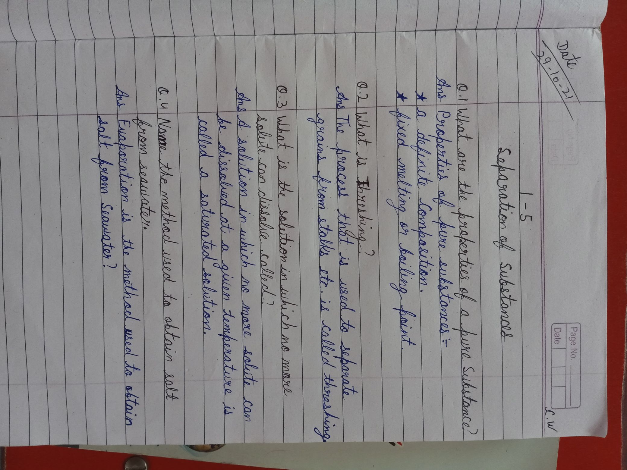 Class 6 Science Chapter 5 Answer