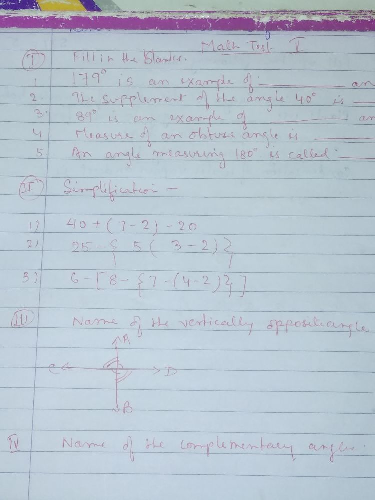 Math Test - All Subjects - Assignment - Teachmint
