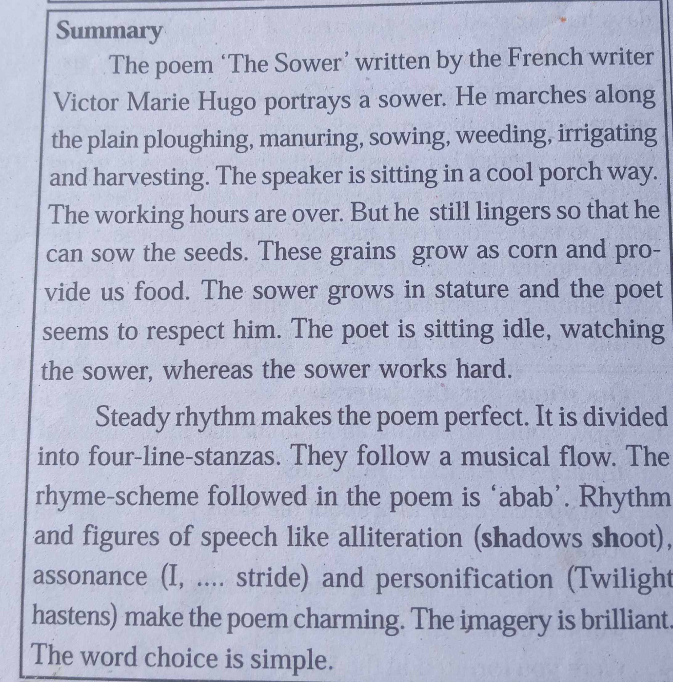 poems with summary english