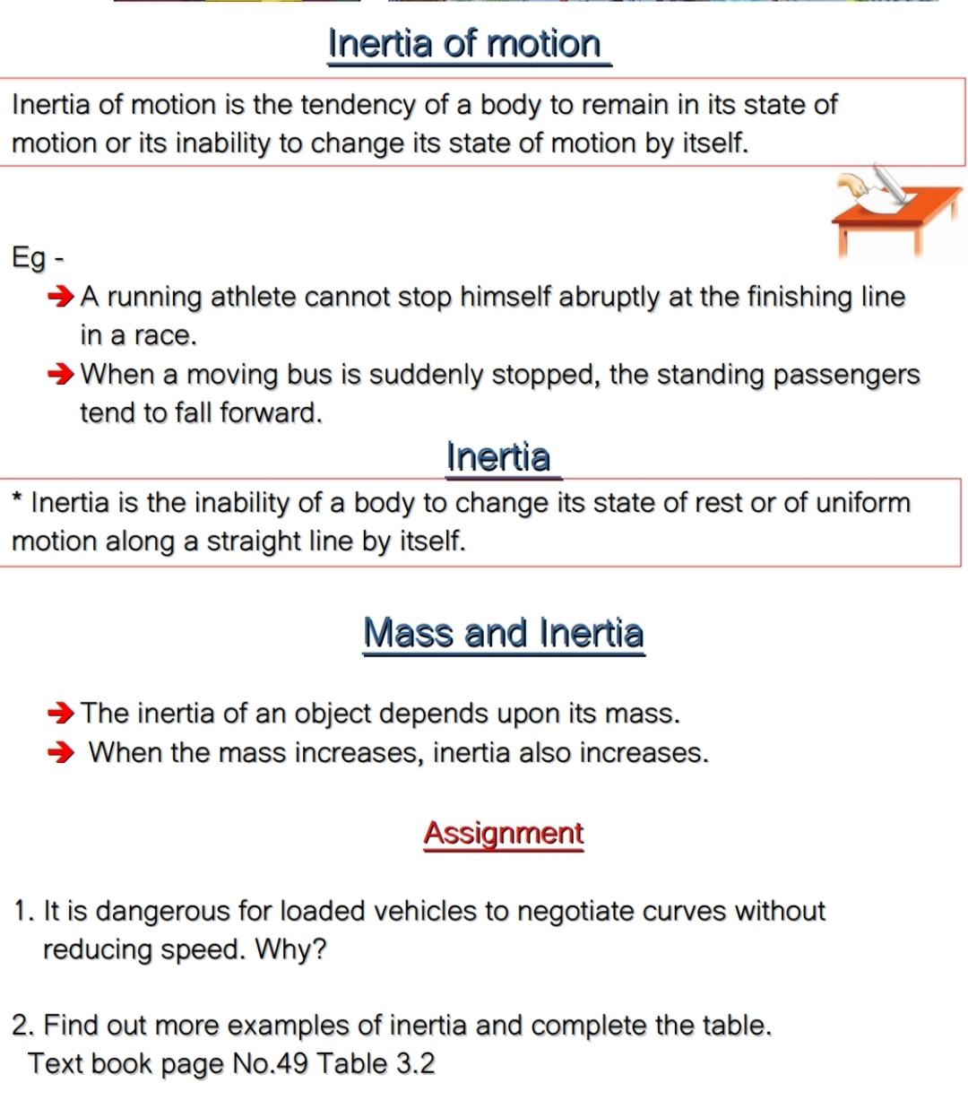 Inertia Of Motion Physics Notes Teachmint