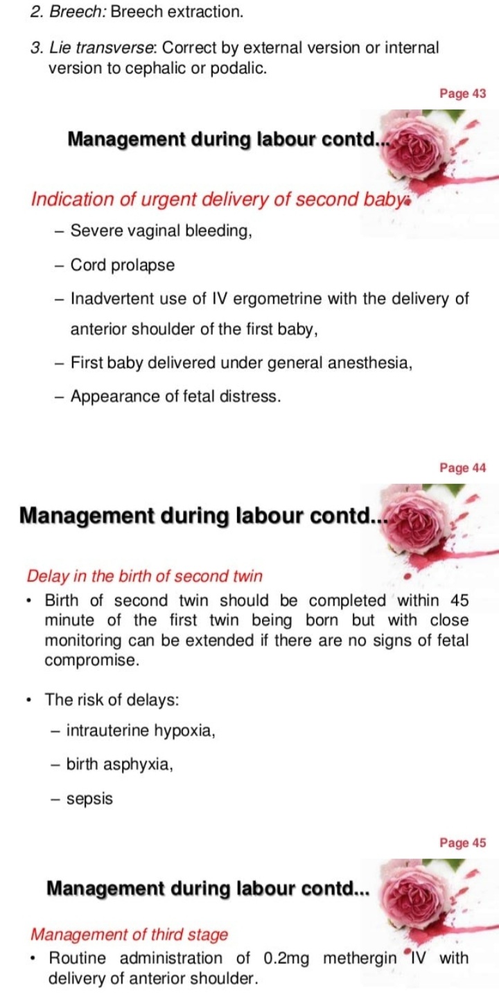 Management - Obstetrics And Gynaecology - Notes - Teachmint