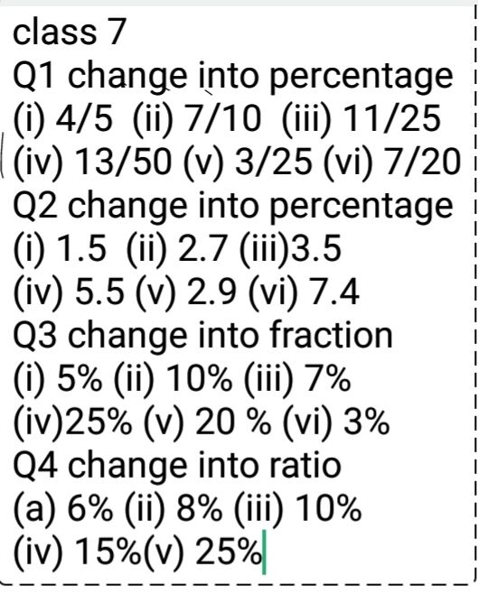 Percentage - Maths - Assignment - Teachmint