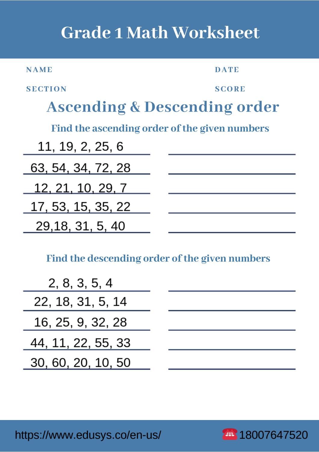 ascending descending order maths assignment teachmint