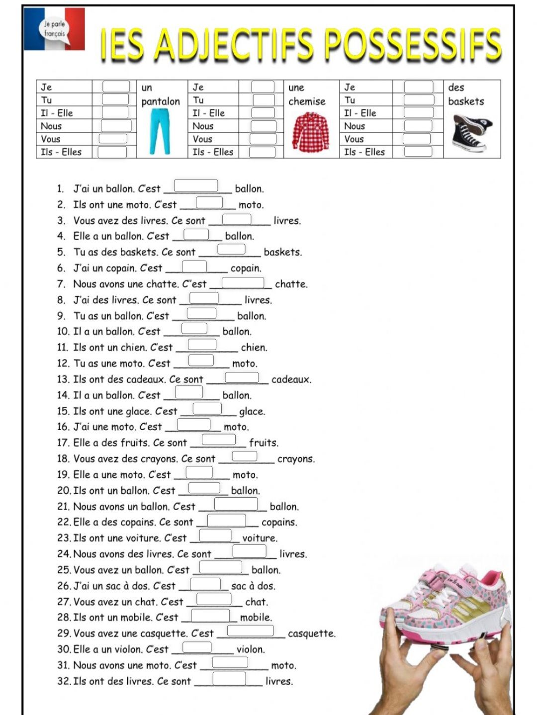 Les Adjectifs Possessifs - French - Assignment - Teachmint