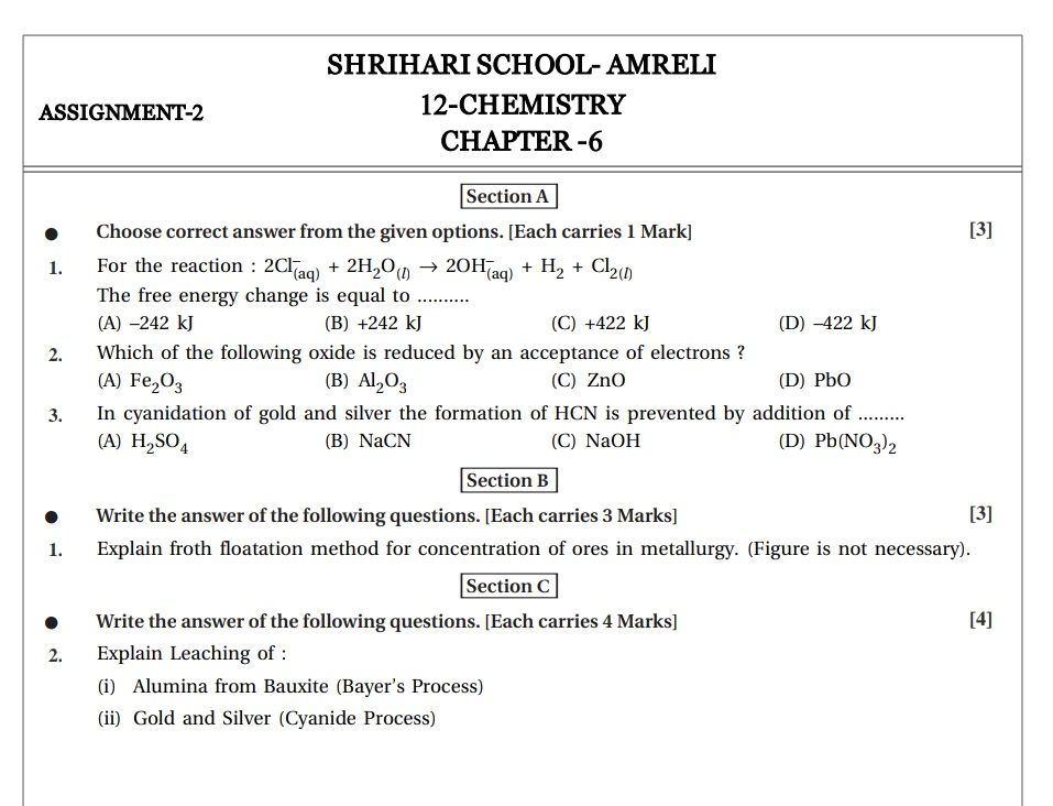 chemistry assignment 2