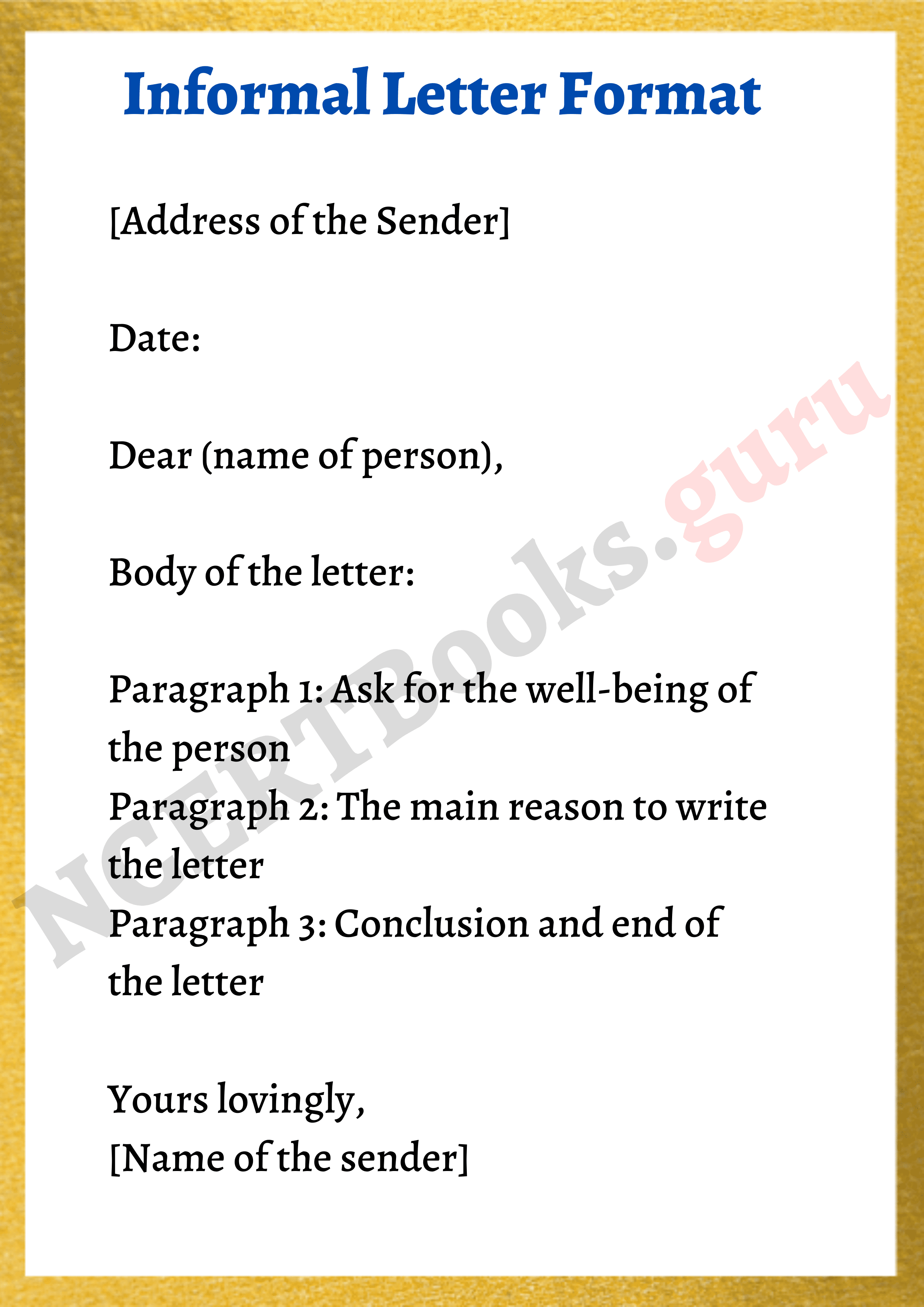 Informal-Letter-Format. - English - Notes - Teachmint