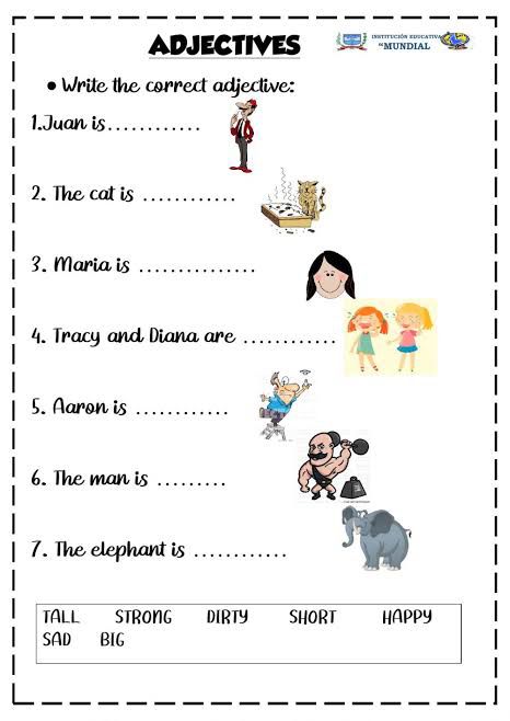 assignment on adjectives for class 5