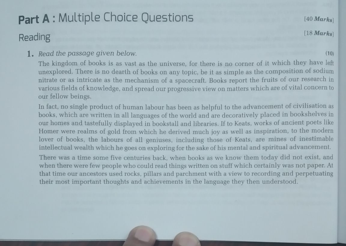 Reading Section, Comprehension Passage - English - Assignment - Teachmint