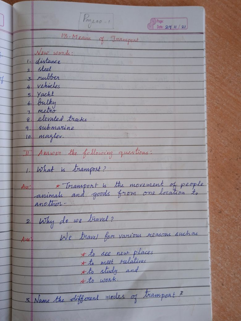 means of transport essay for class 7