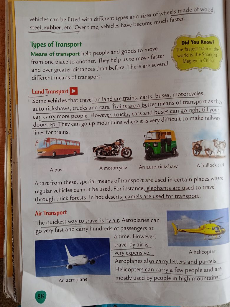 essay on means of transport for class 2