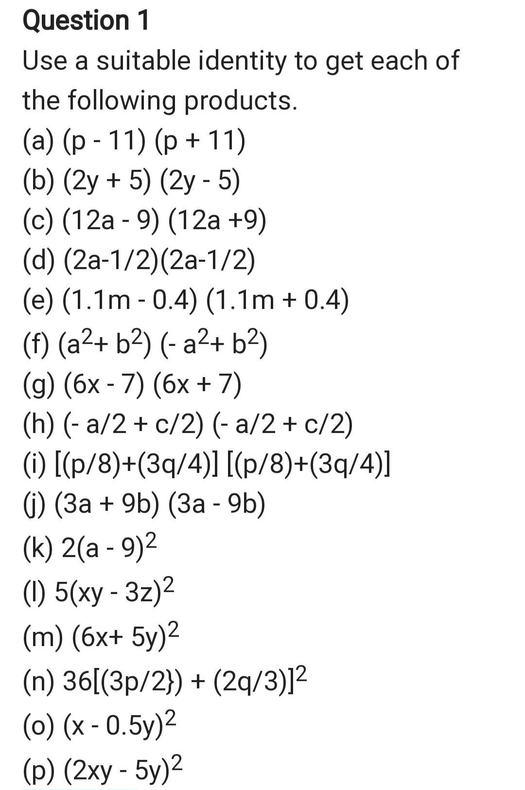 assignment class 8 math