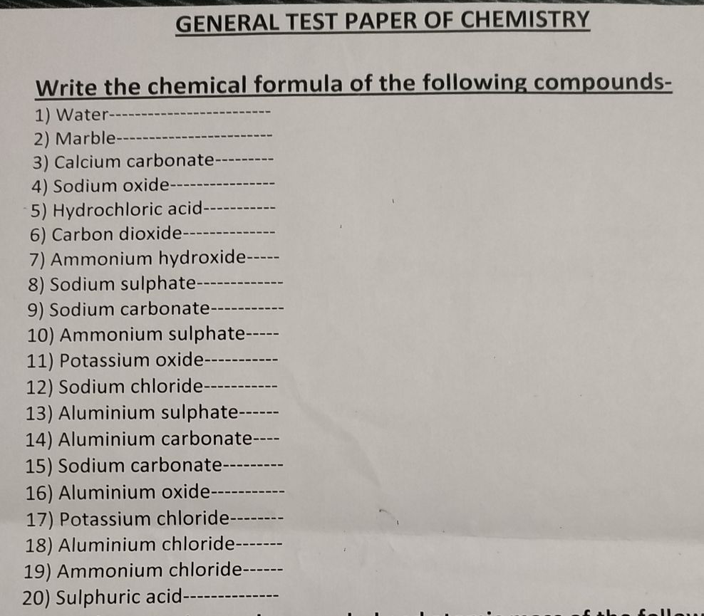 Definition Of Chemical Formula Class 9