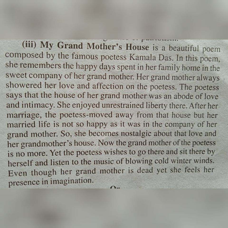 poem my grandmother house by kamala das