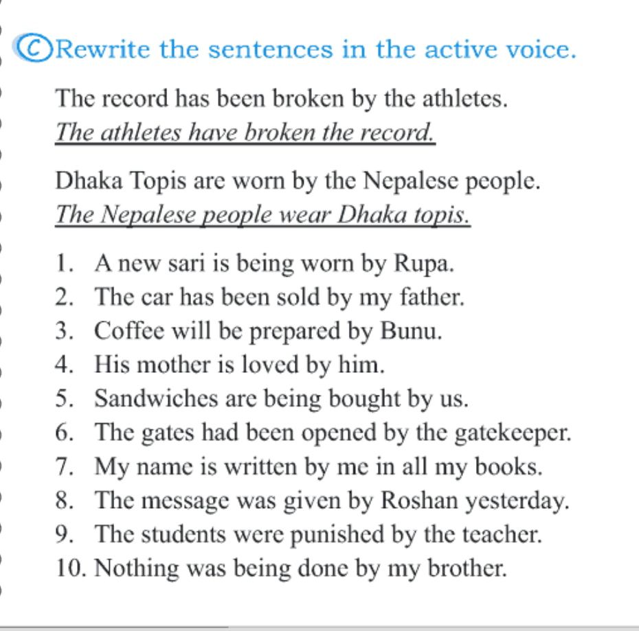 Active Passive Voice Worksheet For Class 7