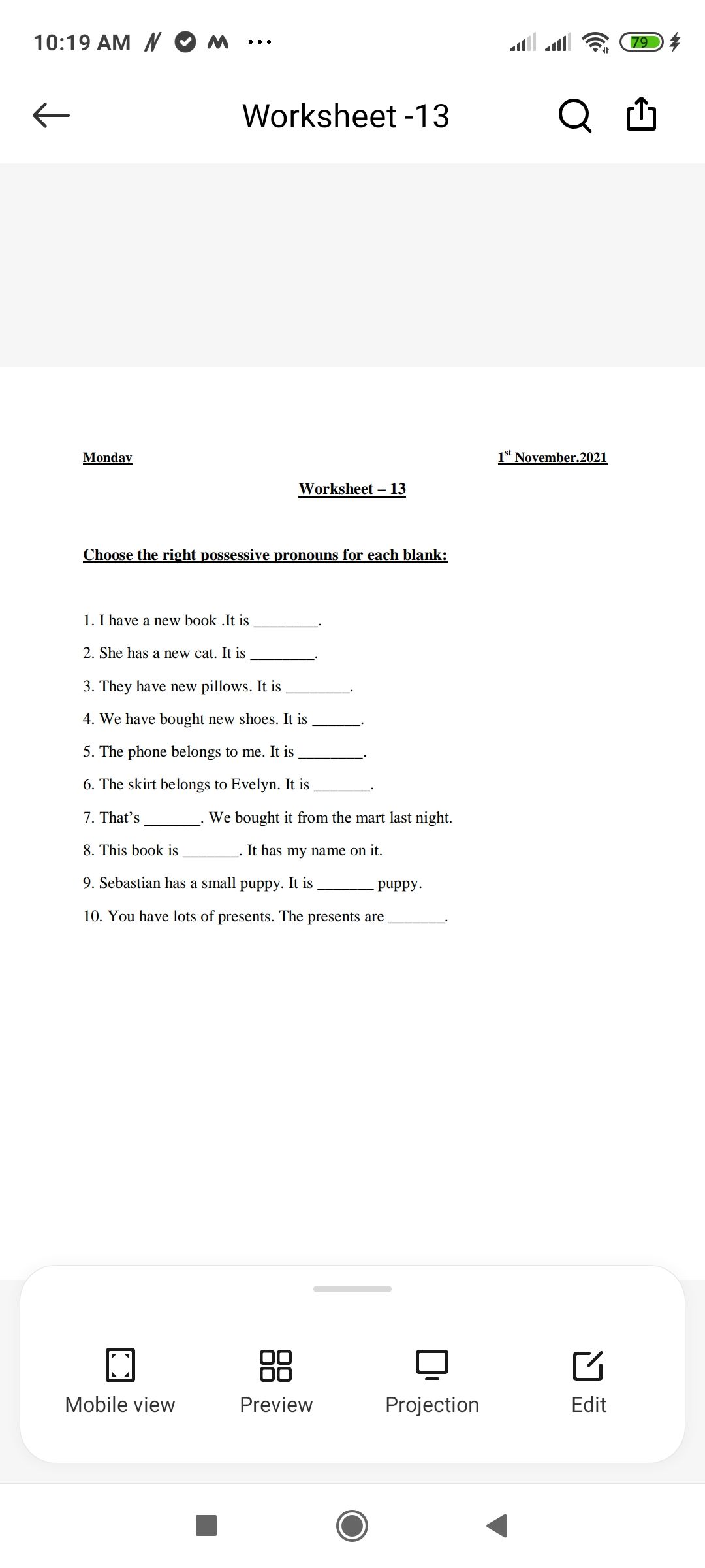 english grammar assignment for class 3