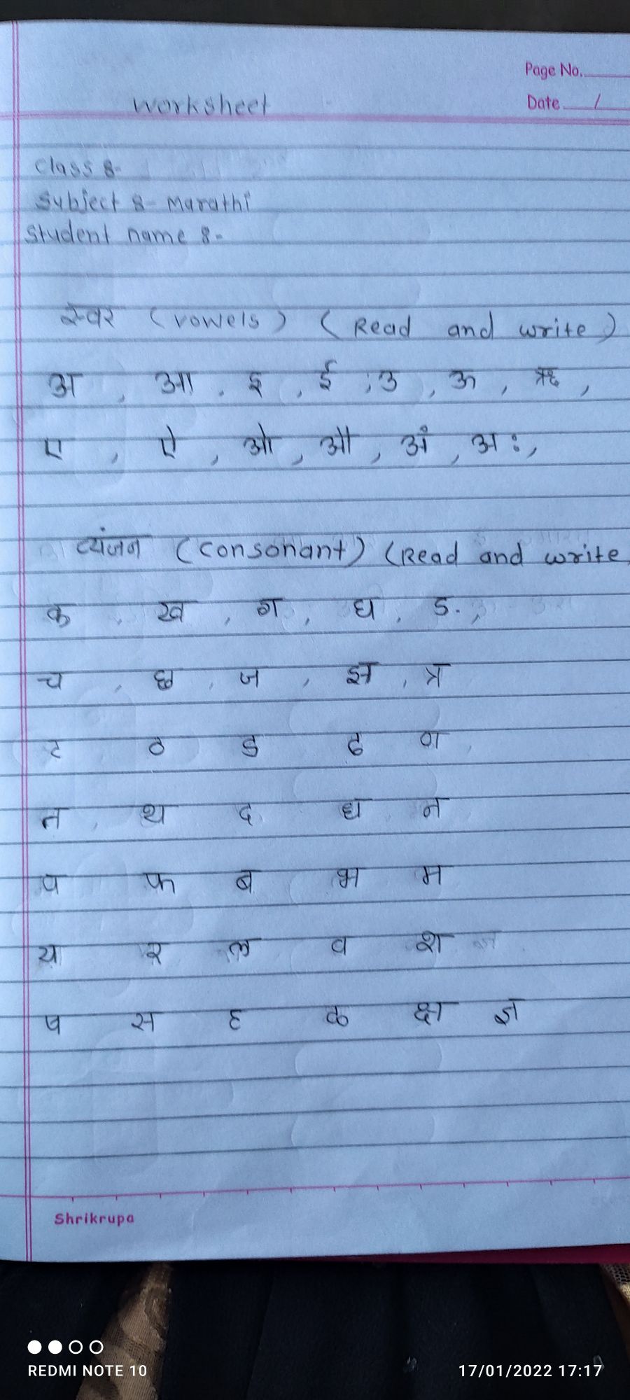 assignment in marathi