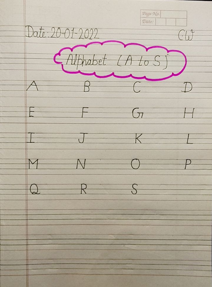Alphabet ( A to S) - English - Assignment - Teachmint