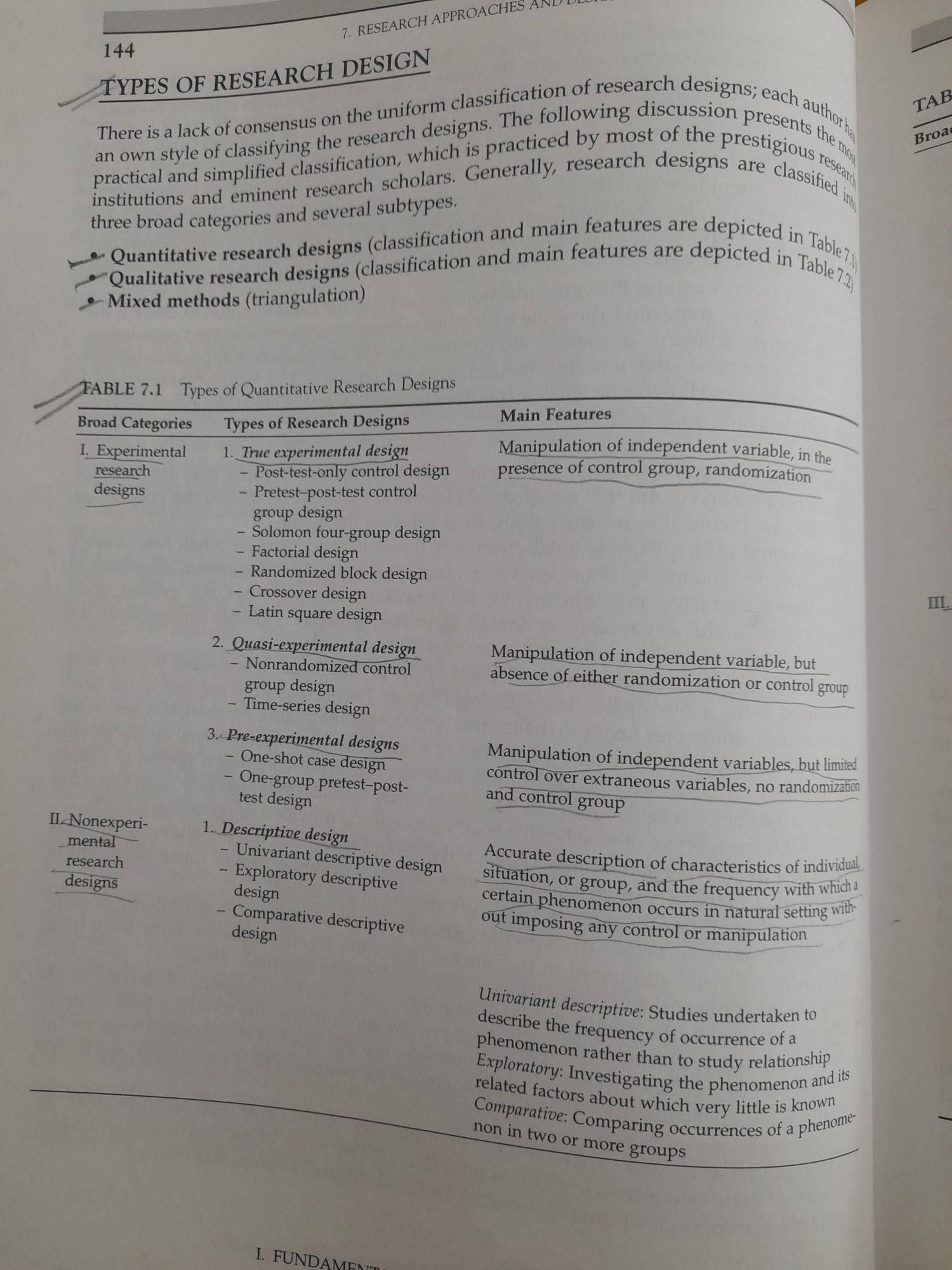 types of research design notes