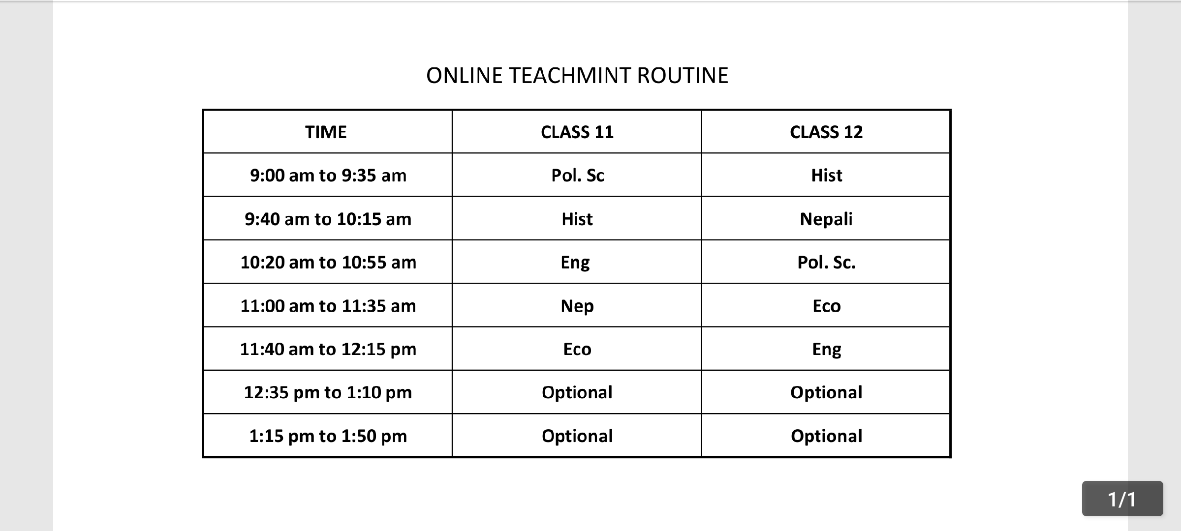 Routine - NEPALI - Free PDF Download 2026