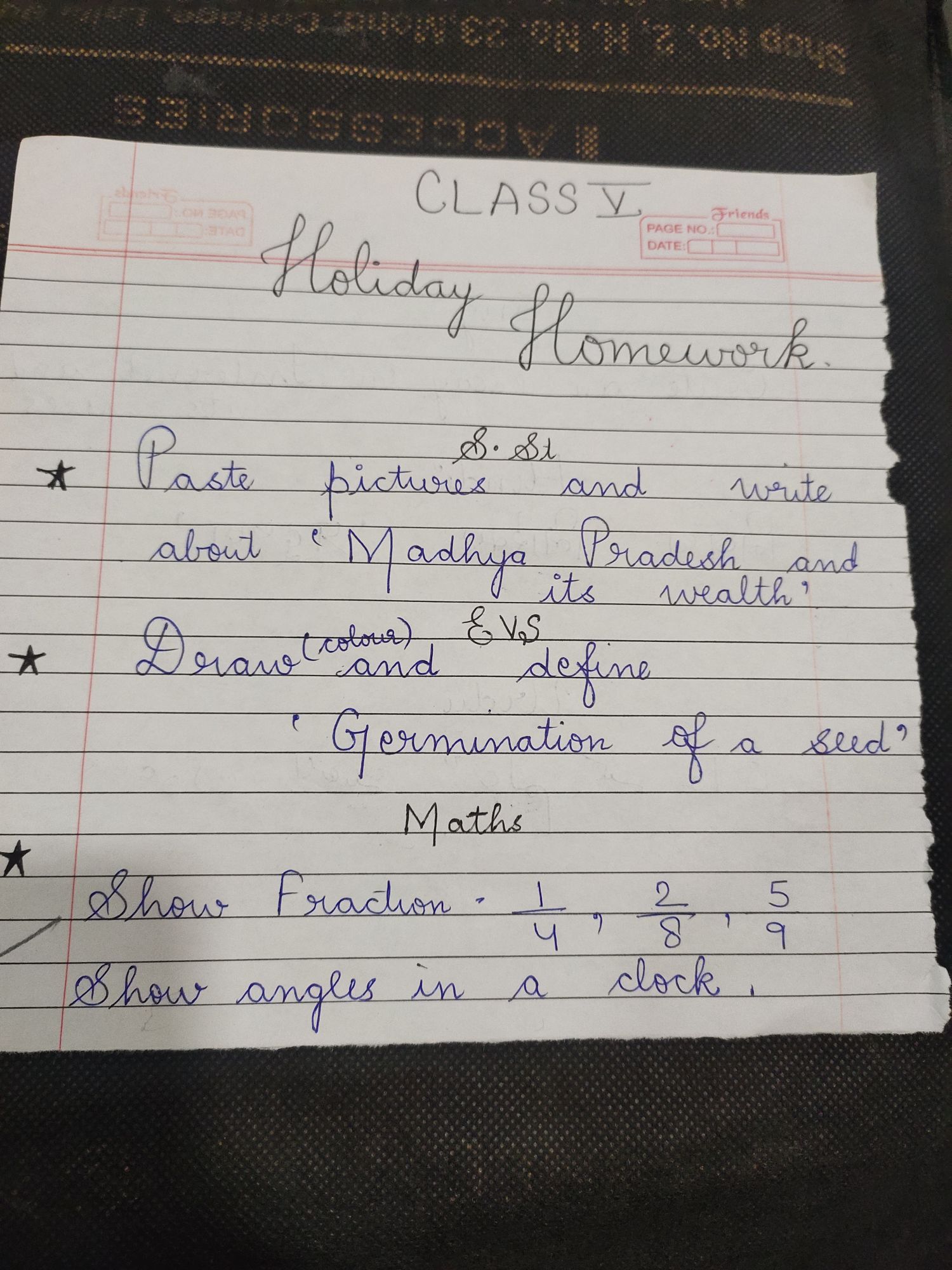 holiday homework in maths for class 6